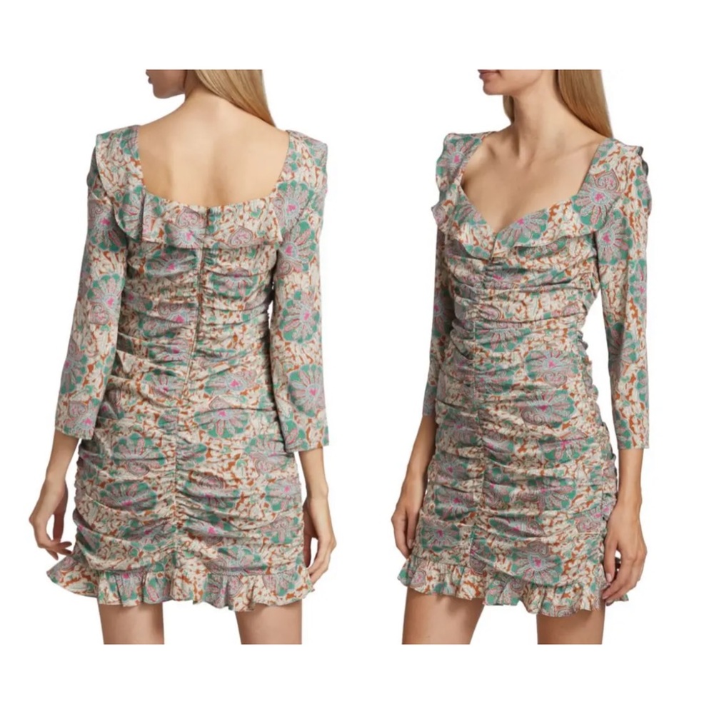 NWT Veronica Beard Lozano Floral Silk Ruched dress Sz 0 - Picture 5 of 7